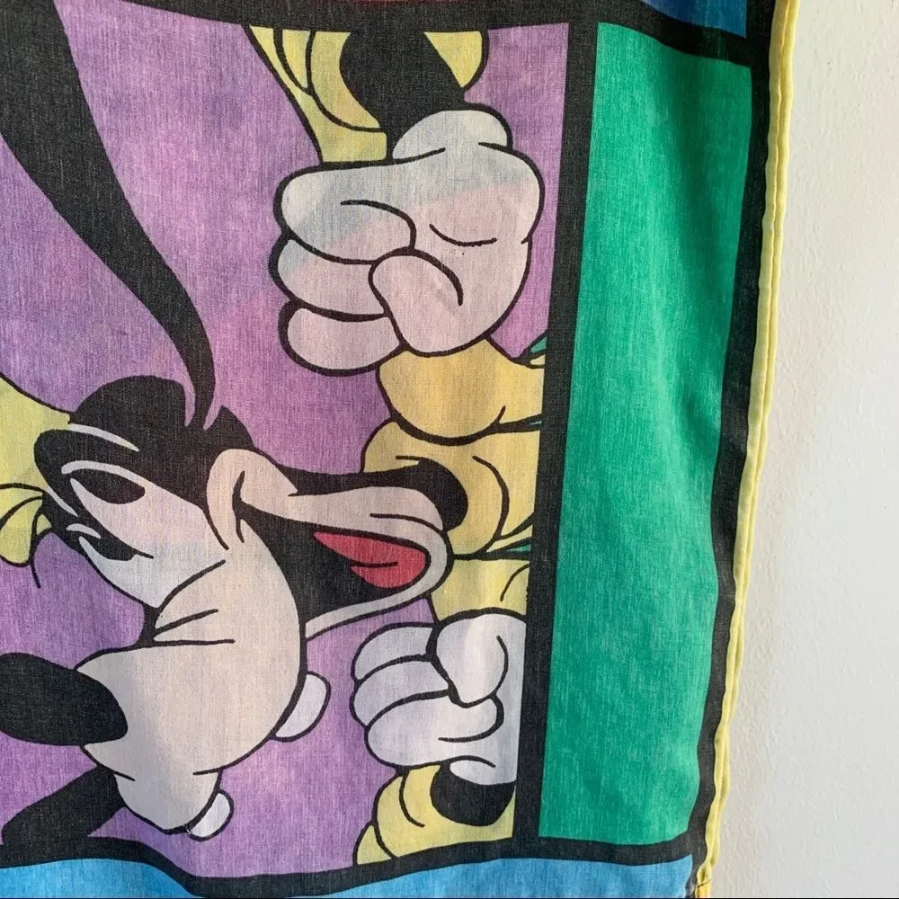 Vintage 90s Mickey Mouse Pillowcase Disney Goofy Color Block Large Graphic